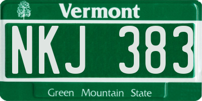 VT license plate NKJ383