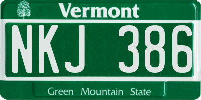 VT license plate NKJ386