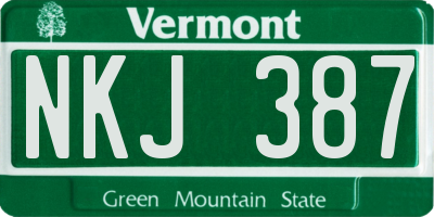 VT license plate NKJ387