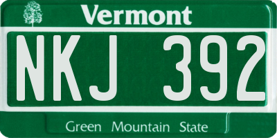 VT license plate NKJ392
