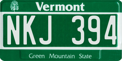 VT license plate NKJ394