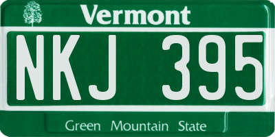 VT license plate NKJ395