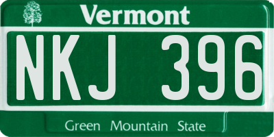VT license plate NKJ396