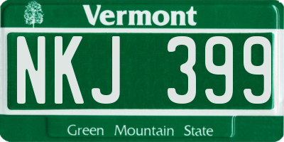 VT license plate NKJ399