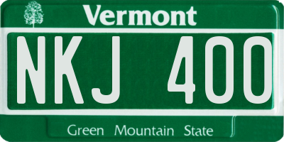 VT license plate NKJ400