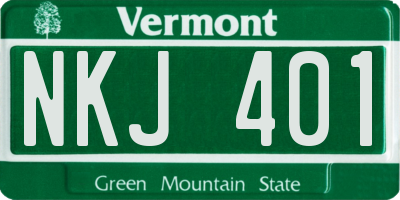 VT license plate NKJ401