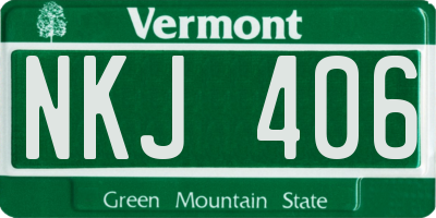 VT license plate NKJ406