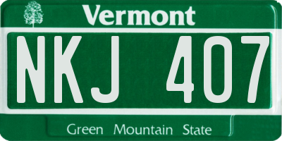 VT license plate NKJ407