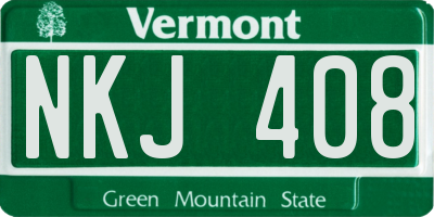 VT license plate NKJ408