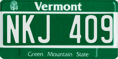 VT license plate NKJ409