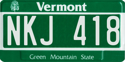 VT license plate NKJ418