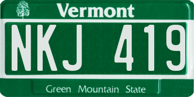 VT license plate NKJ419