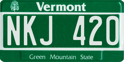 VT license plate NKJ420