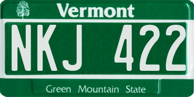 VT license plate NKJ422