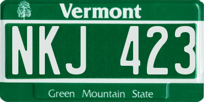 VT license plate NKJ423