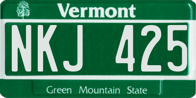 VT license plate NKJ425