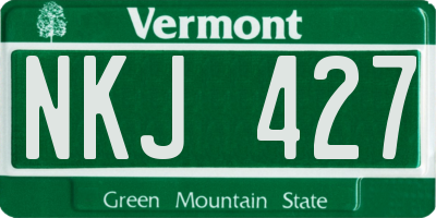 VT license plate NKJ427
