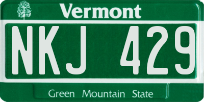 VT license plate NKJ429