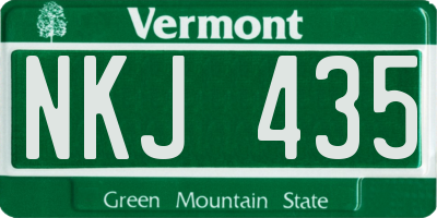 VT license plate NKJ435
