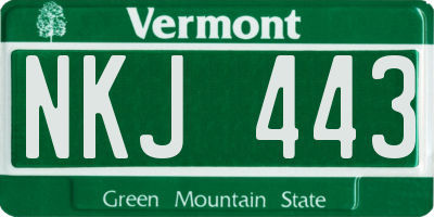 VT license plate NKJ443
