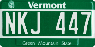 VT license plate NKJ447