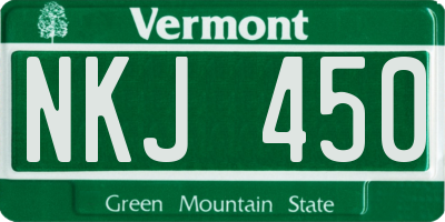 VT license plate NKJ450
