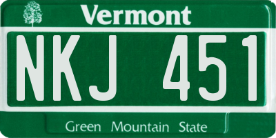 VT license plate NKJ451