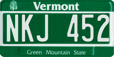 VT license plate NKJ452