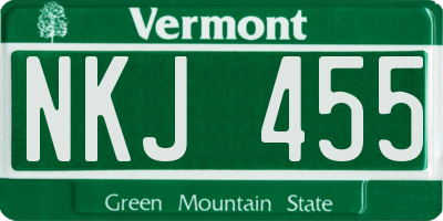 VT license plate NKJ455