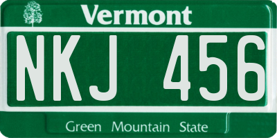 VT license plate NKJ456