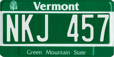 VT license plate NKJ457