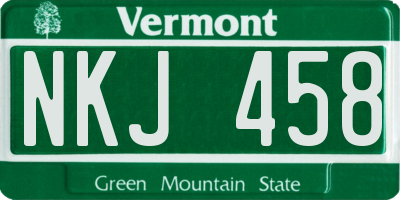 VT license plate NKJ458