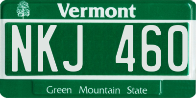 VT license plate NKJ460