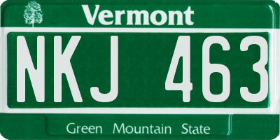 VT license plate NKJ463