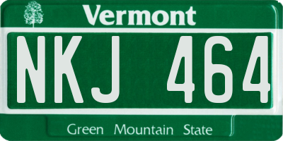 VT license plate NKJ464