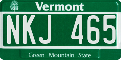 VT license plate NKJ465