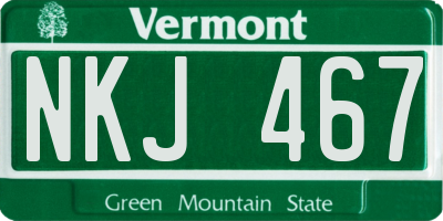 VT license plate NKJ467