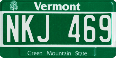 VT license plate NKJ469
