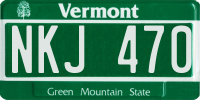VT license plate NKJ470