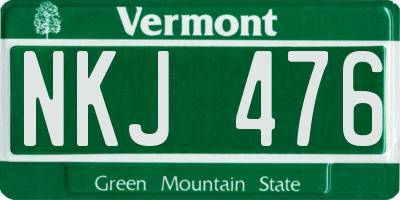 VT license plate NKJ476