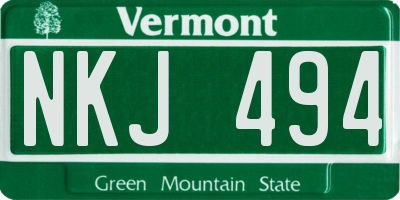 VT license plate NKJ494