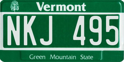 VT license plate NKJ495