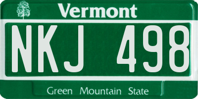 VT license plate NKJ498
