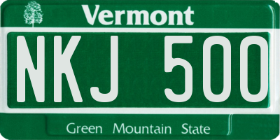 VT license plate NKJ500