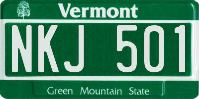 VT license plate NKJ501