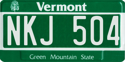 VT license plate NKJ504