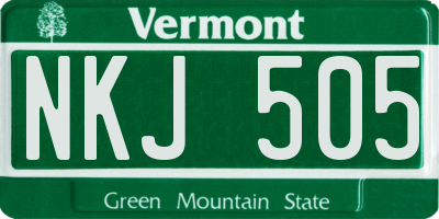 VT license plate NKJ505
