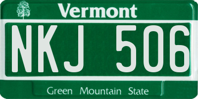 VT license plate NKJ506