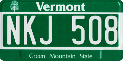 VT license plate NKJ508