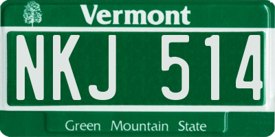VT license plate NKJ514